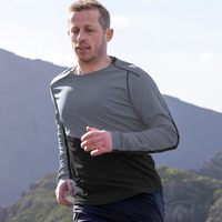 灰壳户外男美利奴羊毛速干衣美丽诺跑步运动长袖透气圆领登山徒步