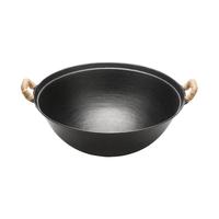 王源吉铁锅炒锅双耳老式家用圆底无涂层纯手工不粘炒菜锅34cm