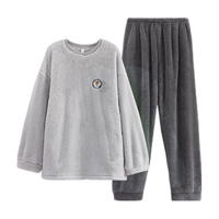 芬腾【羊羔绒】睡衣秋冬加厚珊瑚绒加大码家居服男套头保暖 玛瑙灰【单男款】 XXL:女145-160,男165-185斤
