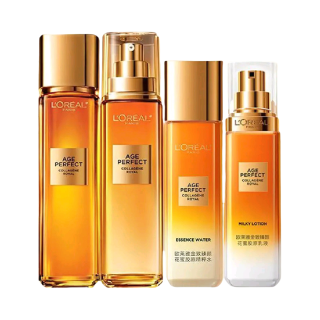 巴黎欧莱雅 L'OREAL/欧莱雅 金致臻颜花蜜胶原小蜜罐护肤套装 补水抗皱 淡化细纹 水（130ml 65ml