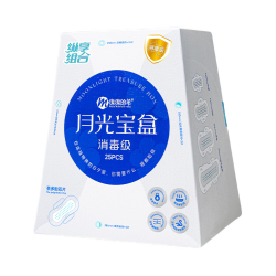 绵绵的羊 月光宝盒绵柔日夜用超薄卫生巾套装 消毒级 防漏 迷你日用5片+日用13片+夜用5片+加长夜用2片