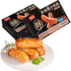 鲜京采 原味烤肠+黑胡椒烤肠1kg  90%肉含量 早餐烧烤食材 肉制品