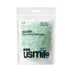 usmile 超细双线牙线棒 清新薄荷 抗龋小海马 200支