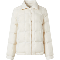 坦博尔轻薄羽绒服女短款2024宽松翻领衬衫外套女TBF330276D 兰卡白 155/80A