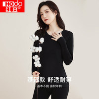 红豆（Hodo）秋冬纯棉秋衣秋裤春秋打底纯棉毛衫男士女士保暖内衣套装 阑夜黑（女款） L 170/95