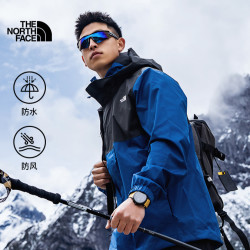 北面 TheNorthFace/北面 冲锋衣 硬壳防水防风 三合一 耐磨 羽绒内胆 连帽 蓝 2XL