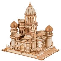 乐放手工木制音乐盒八音盒积木天空之城立体拼装模型