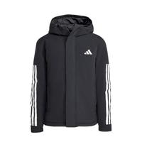 adidas JY8305 运动型格系列三条纹连帽长袖棉服 防风加绒 防水抗寒 黑 L