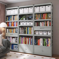 峰阳货架灰绿色书架 围栏置物架 落地式多层家用碳钢带护栏收纳架子 60*30*171cm五层-三面围栏 灰绿色