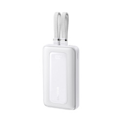 安克 A1680 移动电源 20000毫安 30W快充 自带线 便携 奶油白 20000mAh