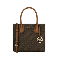 MICHAEL KORS Mercer 老花满印鳄鱼纹荔枝纹牛皮质 中号 锁头装饰 法式手提单肩斜挎包 棕色