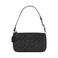 COACH Nolita 19 手提包 单肩包 复古品牌徽标 经典老花印花 拉链封口 灰色拼黑色