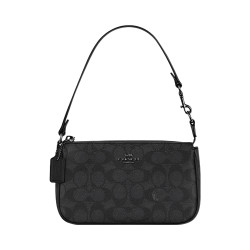 COACH Nolita 19 手提包 单肩包 复古品牌徽标 经典老花印花 拉链封口 灰色拼黑色