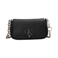 Calvin Klein 经典小方包 大爆款 字母旋扣翻盖链条马鞍包 时尚优雅简约单肩斜挎包 太空黑