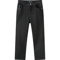 森马（Semir）牛仔裤男冬季磨毛舒适长裤显腿长潮宽松直筒裤子 牛仔黑98302 28