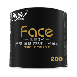 洁柔 黑Face系列 卷筒卫生纸 4层加厚 柔韧3+1 家用实惠装 27卷