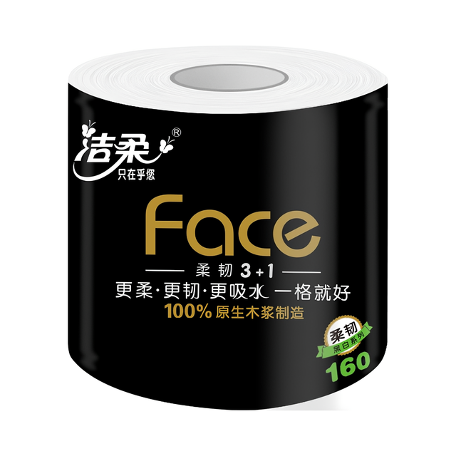 洁柔 黑Face系列 卷筒卫生纸 4层加厚160g*24卷