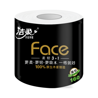 洁柔 黑Face系列 卷筒卫生纸 4层加厚 柔韧3+1 家用实惠装 24卷