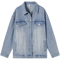 对白新复古回潮水洗新疆棉牛仔外套2025春季落肩宽松时尚休闲上衣 牛仔蓝 M
