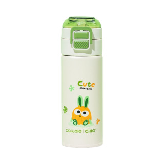 cille 希乐 316不锈钢保温杯 XB-24100弹跳杯 萌兽系列 400ml 双饮怪兽 绿色 单件