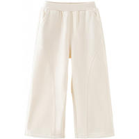 戴维贝拉（DAVE＆BELLA）中大童针织裤子2026春装女童长裤小男孩休闲裤儿童运动阔腿裤 米色 100 cm（身高90-100cm）