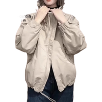 皮尔卡丹2025春秋冬季女士短外套洋气宽松加绒短款小个子上衣夹克女装 卡其米 4XL (145-155斤拍) 4XL(145-155斤拍)