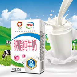 伊利 纯牛奶 脱脂 0脂肪 盒装 250ml 无菌砖 早餐优质营养 250ml 16盒