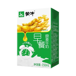 蒙牛 全脂早餐原麦牛奶 250ml 盒装 麦香味 营养利乐包 16盒 250ml