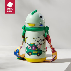 babycare 儿童保温杯婴儿宝宝学饮杯吸管水杯水壶不锈钢450ml-新老款随机发