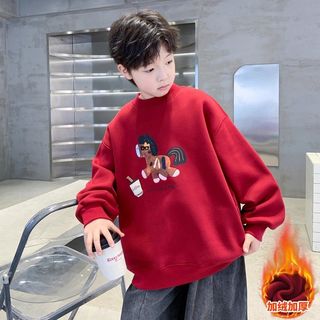 红色圆领卫衣秋冬2026新年马年本命年加绒拜年服