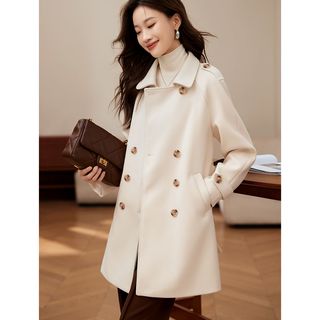 MOHO&MO 2024冬季韩系加厚保暖单面呢大衣气质加厚保暖女大衣
