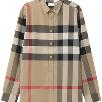 BURBERRY 男士棉质偏大宽松版长袖衬衫