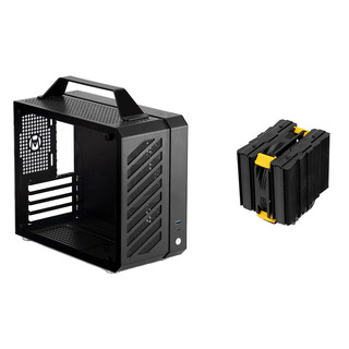 方糖机械大师   酷方 C26 声波 迷你Matx 桌面 便携  机箱+KK135风冷散热器  典雅黑Air-前置TPYE C 优惠套装