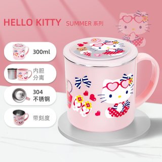 联扣儿童316不锈钢水杯家用喝水杯幼儿园宝宝敞口杯牛奶杯子带盖