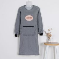 罩衣厨房做饭围裙时尚长袖罩衣女夏季款反穿工作服 纯棉罩衣口袋拉链（