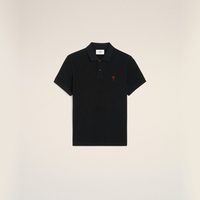 【经典爱心】Ami Paris男女同款红色爱心刺绣棉质合身短袖POLO衫 XS 001 黑色