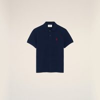 【经典爱心】Ami Paris男女同款红色爱心刺绣棉质合身短袖POLO衫 XL 430 湛蓝色