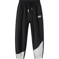 asics亚瑟士童装春季薄款运动裤子拼色时尚长裤梭织工裤2025 黑色001 170