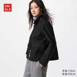 优衣库 女装休闲短茄克/巴恩风外套夹克483807 484664 483807/09黑色 XS