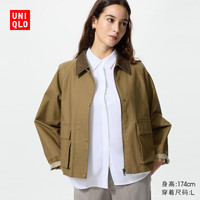 优衣库 女装休闲短茄克/巴恩风外套夹克483807 484664 483807/33卡其色 L