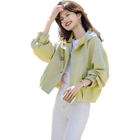 尚静连帽短款风衣外套女2025秋小个子宽松休闲百搭通勤短外套上衣