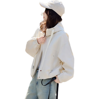 尚静连帽短款风衣外套女2026春小个子宽松休闲百搭通勤短外套上衣 米色 XL