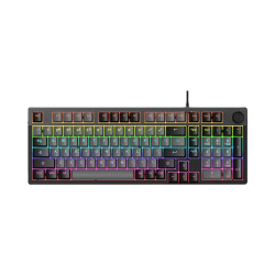 达尔优 EK815pro 机械键盘 有线 100键 青轴 多媒体旋钮 无冲 梦遇HIFI轴 黑灰拼色
