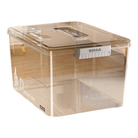 稻草熊透明收纳箱手提家用大容量整理盒塑料加厚衣服玩具零食书本储物筐 小号高透PET材质【27*18.5*14.5cm】