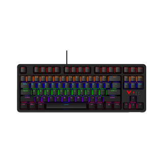 雷柏 V500PRO-87 机械键盘 有线 87键 游戏电竞 20种酷炫灯光 背光 红轴 黑色