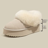 低帮厚底雪地靴女2025冬季懒人一脚蹬毛毛棉鞋加绒加厚女鞋子 35