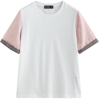 初语抗菌纯棉圆领T恤女2025夏季撞色拼接新中式休闲上衣 米白色 M