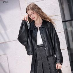 百图 女装秋季皮外套 2509T16