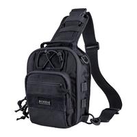 MAXGEAR 印鱼战术胸包男 户外尼龙运动骑行军迷彩多功能胸挂时尚包 黑色魔蝎迷彩