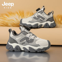 JEEP2025男童鞋冬款女童休闲鞋厚底百搭棉鞋保暖儿童运动鞋 米灰 38